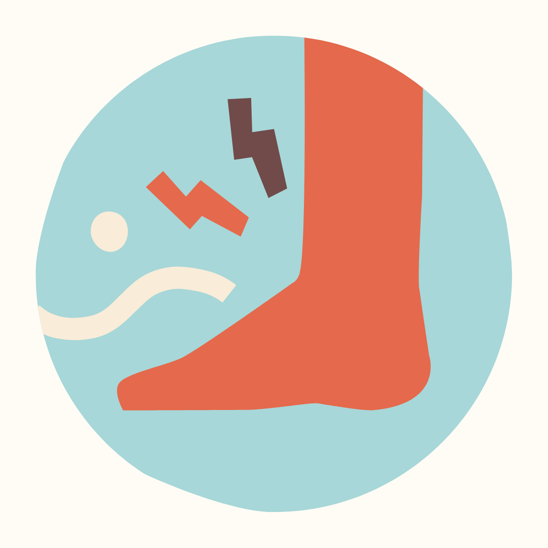 A stylized graphic of an injured foot.