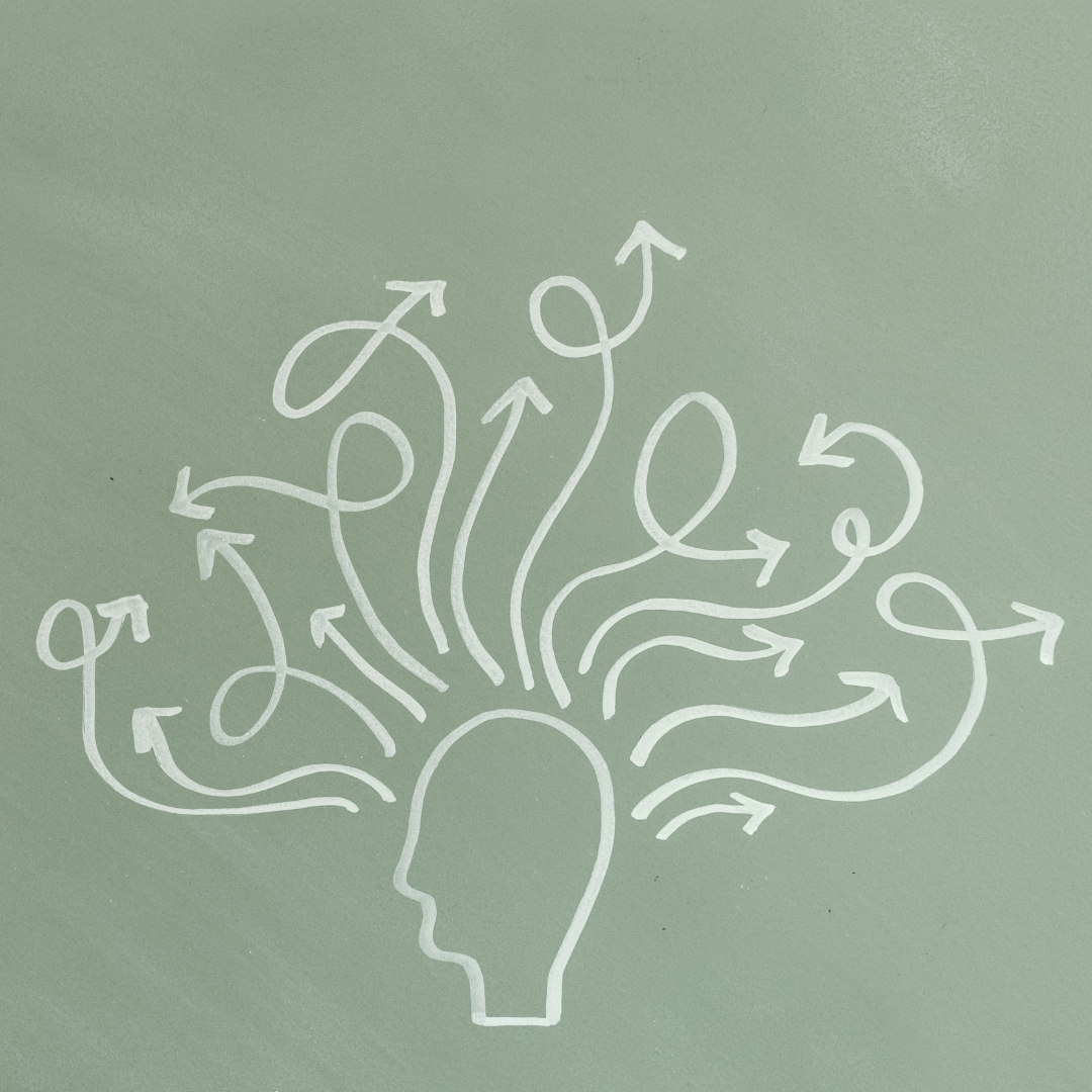 The image represents confusion and releasing with a graphical human head with visual noise being released from it. The image represents confusion and releasing with a graphical human head with visual noise being released from it.