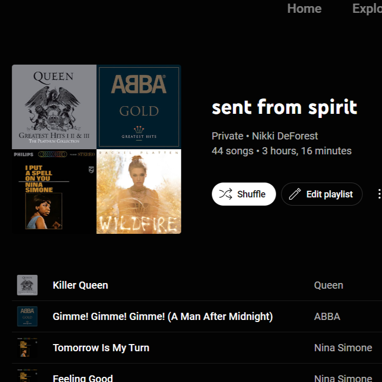 The header of the music playlist