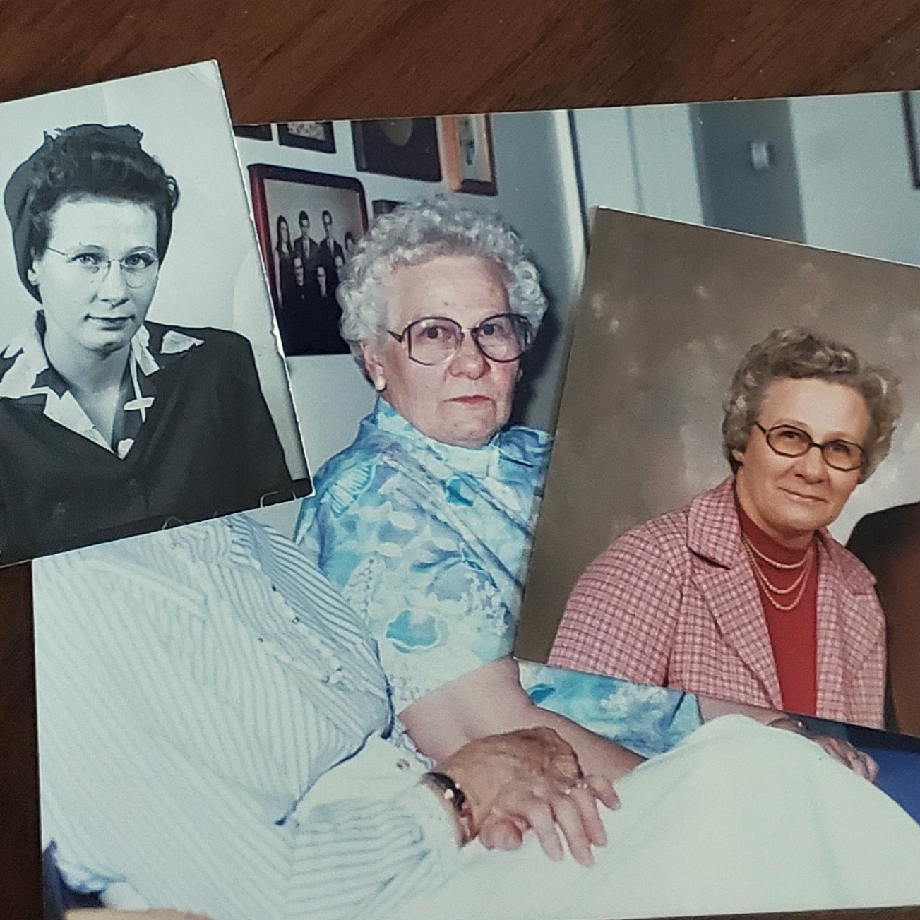 A montage of family photos of my grandma spanning the 1940's through the 1990's.