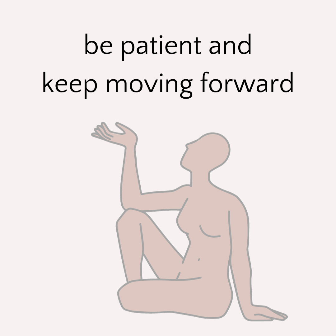 The text reads "Be patient and keep moving forward". The text reads "Be patient and keep moving forward".